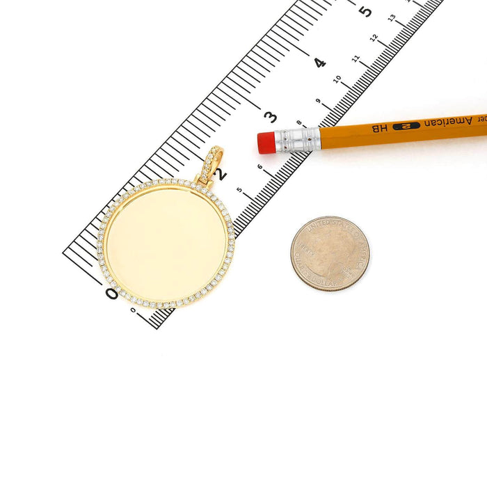 3.35CTW Natural Diamond 14K Gold Round Picture Memory Medallion Pendant 2.2" - WJD Exclusives