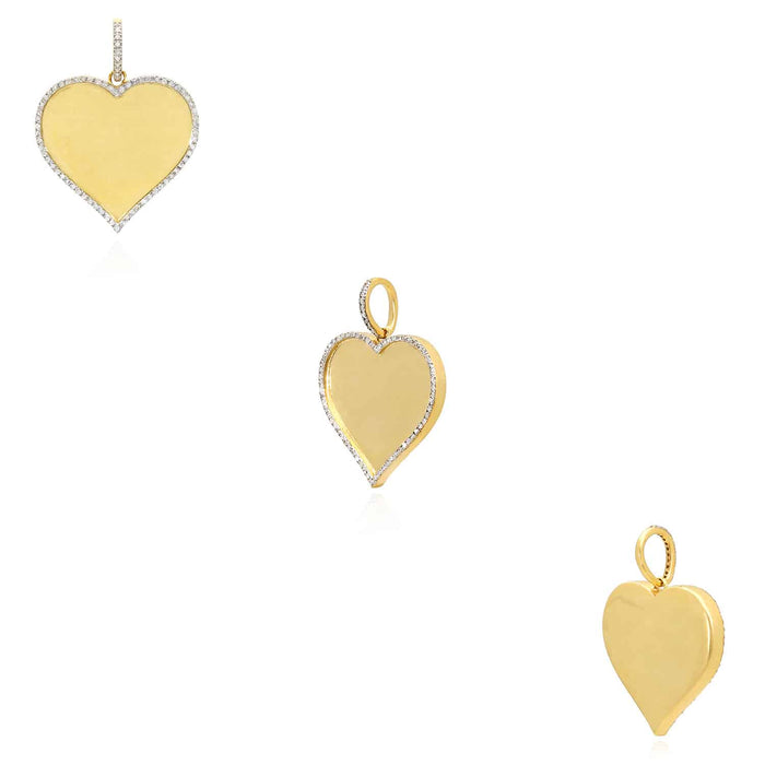 0.26CTW Natural Diamond 10K Yellow Gold Heart Picture Memory Pendant 1.3" - WJD Exclusives