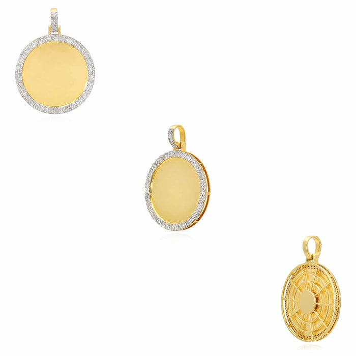 Natural Diamond Pave 10K Gold Picture Frame Memory Pendant 1.1" - 1.8" - WJD Exclusives