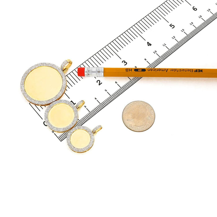 Natural Diamond Pave 10K Gold Picture Frame Memory Pendant 1.1" - 1.8" - WJD Exclusives