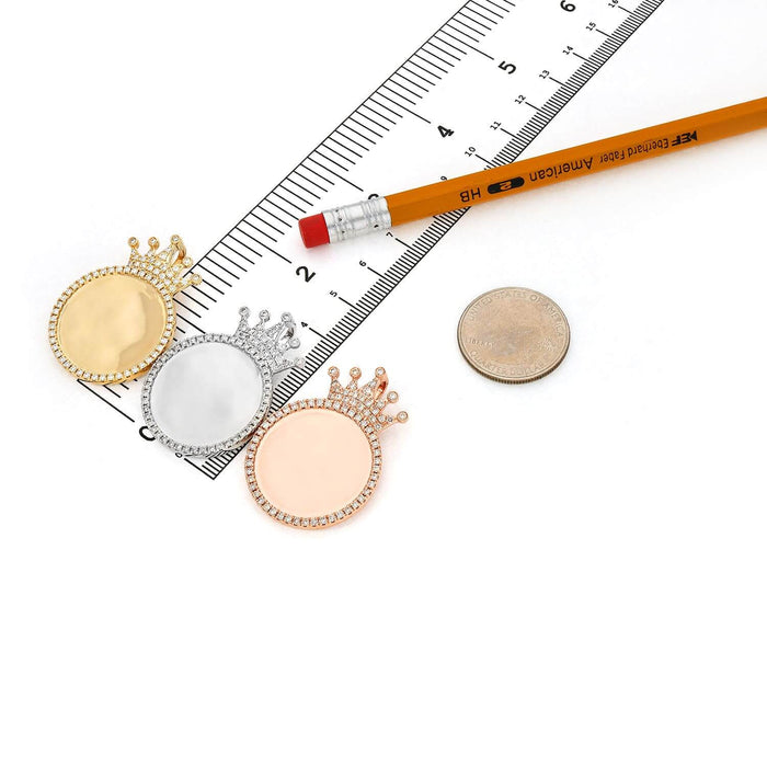 1.45CTW Natural Diamond 14K Gold Medallion Memory Picture Crown Pendant 1.5" - WJD Exclusives