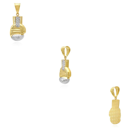 10K Yellow Gold Boxing Gloves Charm Pendant 1.5"-1.8"