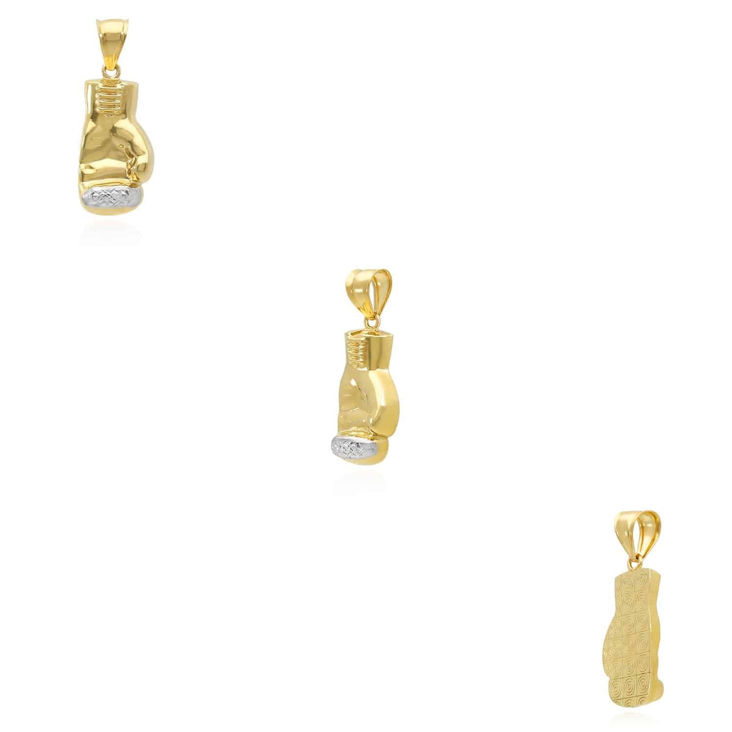 10K Yellow Gold Boxing Gloves Charm Pendant 1.5"-1.8"