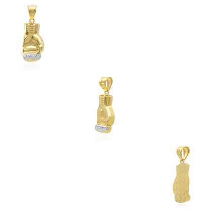 10K Yellow Gold Boxing Gloves Charm Pendant 1.5"-1.8"