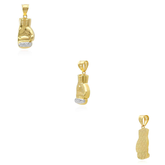 10K Yellow Gold Boxing Gloves Pendant 1.5" - 1.8" - WJD Exclusives