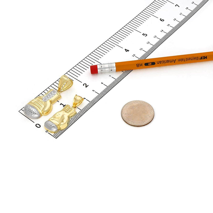 10K Yellow Gold Boxing Gloves Pendant 1.5" - 1.8" - WJD Exclusives