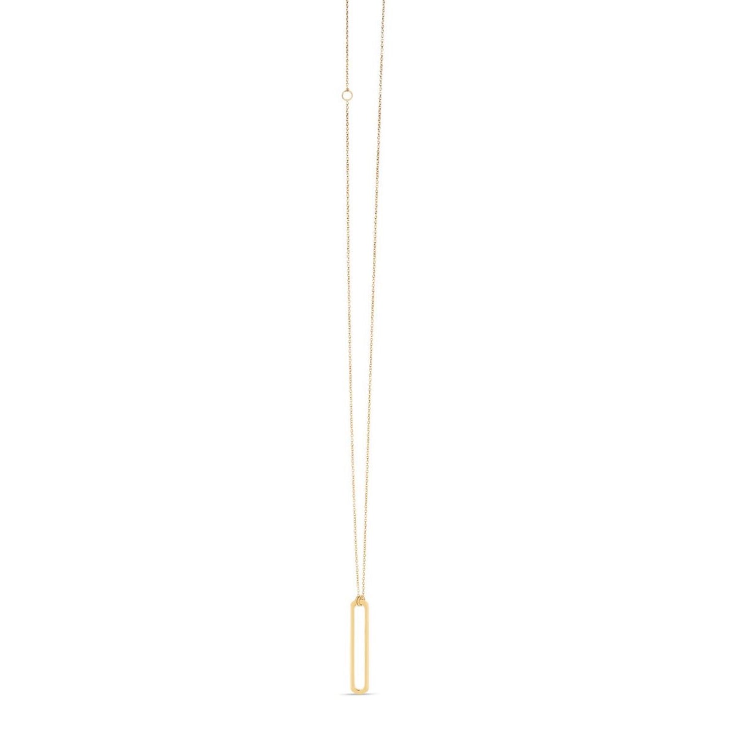 14K Yellow Gold Adjustable 16"-18" Necklace Single Paperclip Pendant 1.18"