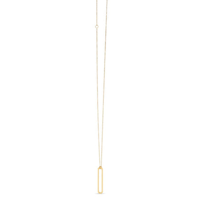 14K Yellow Gold Adjustable 16"-18" Necklace Single Paperclip Pendant 1.18"