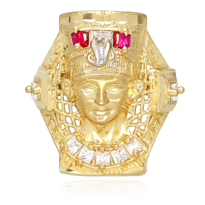 1.50CTW CZ 10k Gold Yellow Ruby Nefertiti Ring