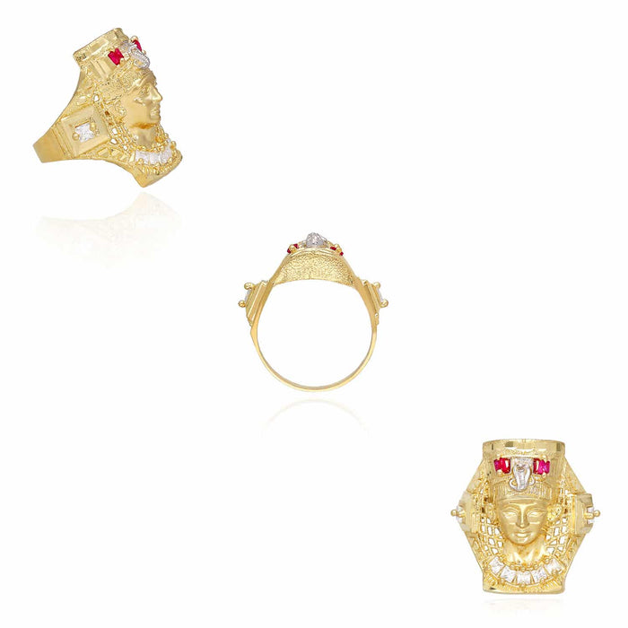 1.50CTW CZ 10k Gold Yellow Ruby Nefertiti Ring