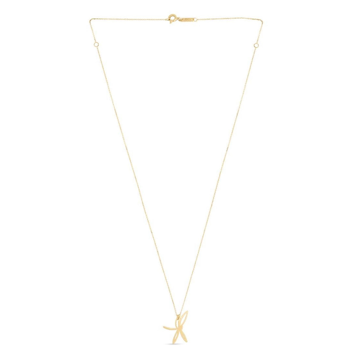 14K Gold Adjustable 16" - 18" Necklace Dragonfly Pendant - WJD Exclusives