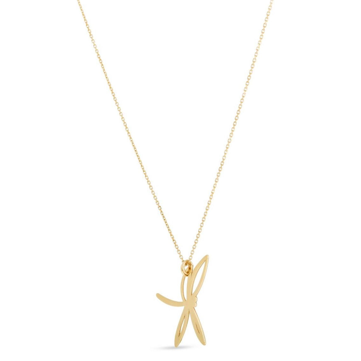 14K Gold Adjustable 16" - 18" Necklace Dragonfly Pendant - WJD Exclusives