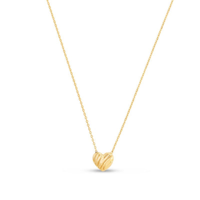 14K Yellow Gold Scribbles Heart 18" Necklace (Hollow) - WJD Exclusives
