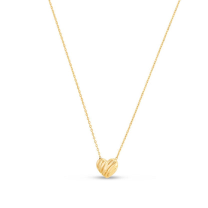 14K Yellow Gold 18" Necklace Scribbles Heart Pendant 0.3"