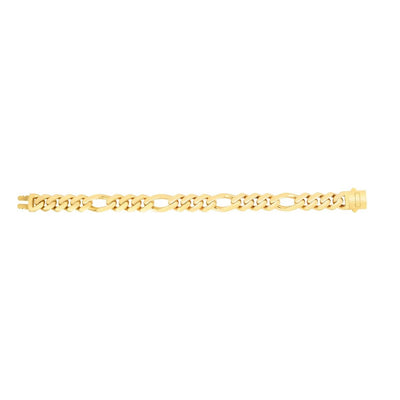 14K Yellow Gold 11.5mm Modern Lite Figaro Bracelet (Hollow) 8.5" - WJD Exclusives