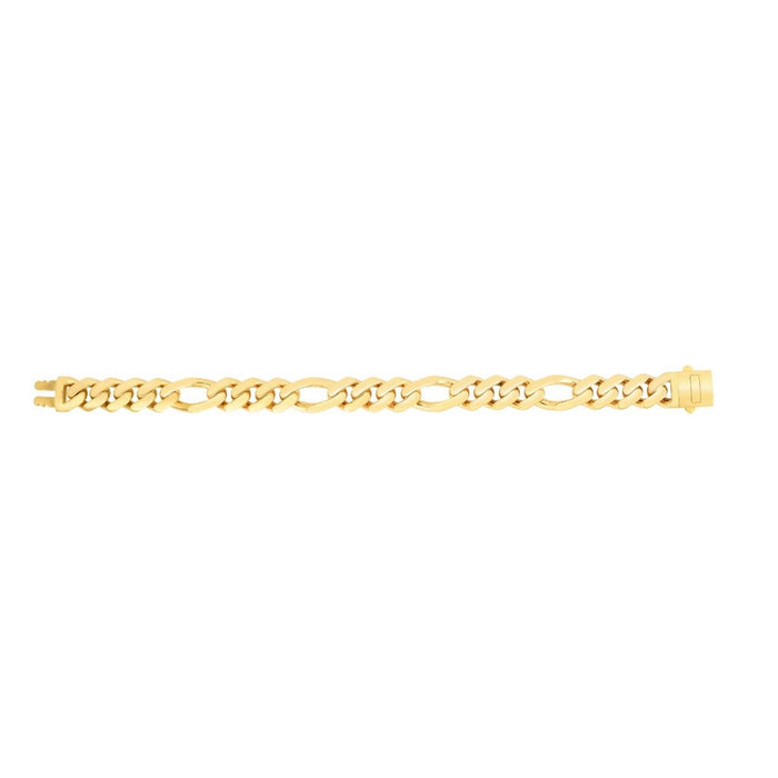 14K Yellow Gold 11.5mm Modern Lite Figaro Bracelet (Hollow) 8.5" - WJD Exclusives