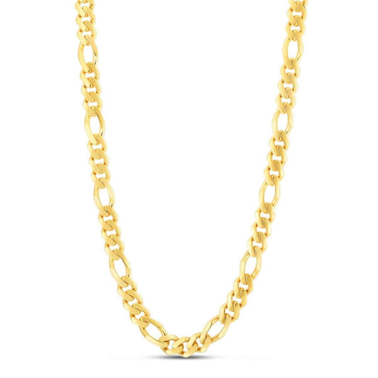 14K Yellow Gold 9.5mm Modern Lite Figaro Chain Necklace 22"-24"