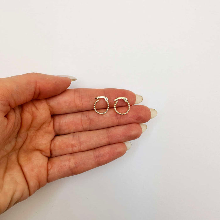 14K Yellow Gold Ball Beaded Hinged Hoop Earrings 11mm - WJD Exclusives