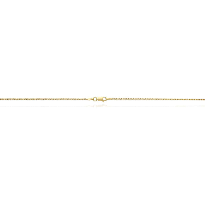 18K Yellow Gold Over Silver 1.3mm Rope Chain (Solid Links) 16" - 24" - WJD Exclusives