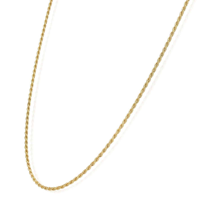18K Yellow Gold Over Silver 1.5mm Rope Chain (Solid Links) 16" - 24" - WJD Exclusives