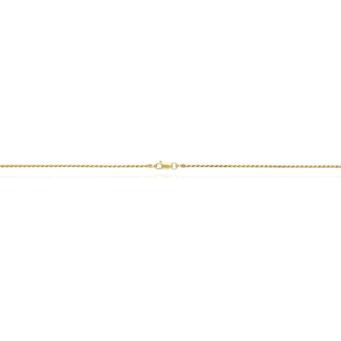 18K Yellow Gold Over Silver 1.5mm Rope Chain (Solid Links) 16" - 24" - WJD Exclusives