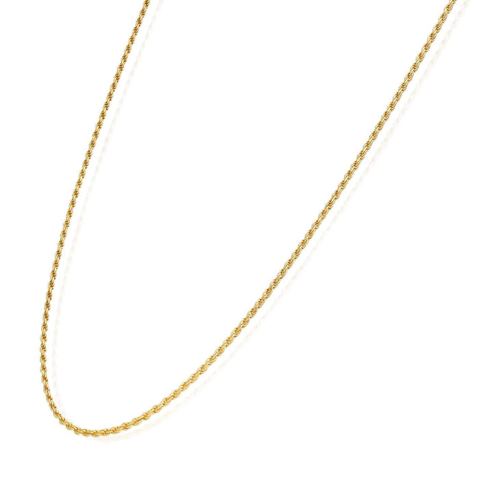 18K Yellow Gold Over Silver 1.7mm Rope Chain (Solid Links) 16" - 24" - WJD Exclusives