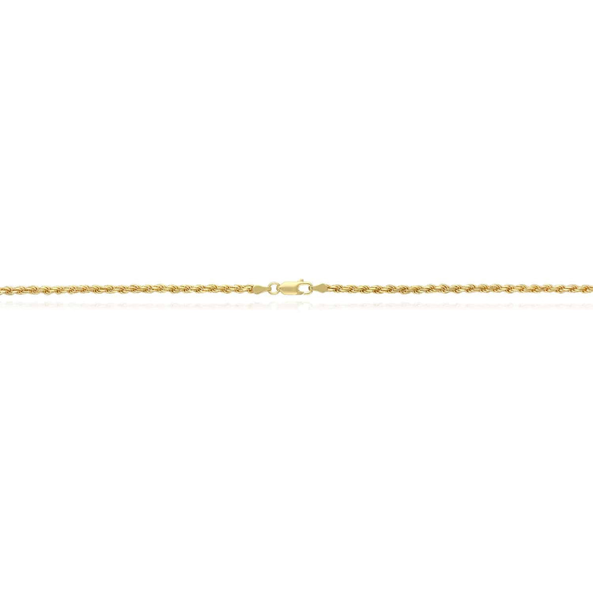 18K Yellow Gold Over Silver 2.8mm Rope Chain (Solid Links) 16" - 24" - WJD Exclusives