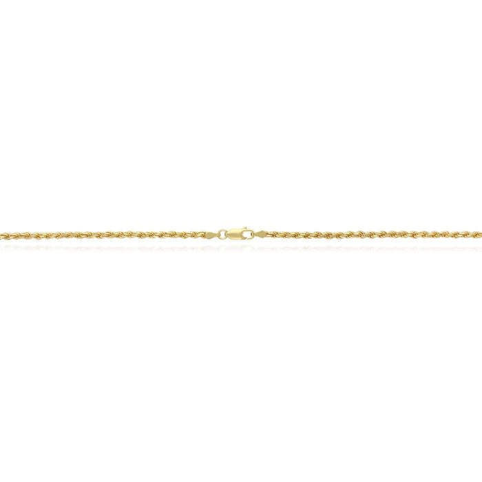 18K Yellow Gold Over Silver 2.8mm Rope Chain (Solid Links) 16" - 24" - WJD Exclusives