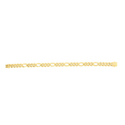 14K Yellow Gold 8mm Modern Lite Figaro Bracelet (Hollow) 8.25" - WJD Exclusives