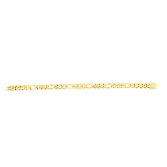 14K Yellow Gold 8mm Modern Lite Figaro Bracelet (Hollow) 8.25" - WJD Exclusives