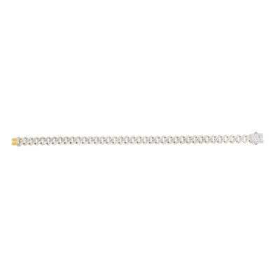 14K Yellow Gold 8mm Diamond - Cut White Pave Edge Miami Bracelet (Hollow) 8.25" - WJD Exclusives