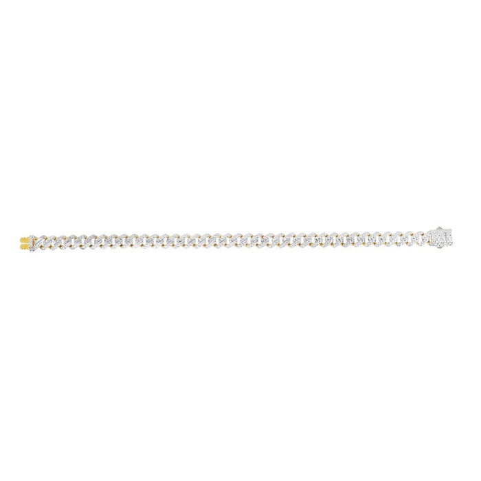 14K Yellow Gold 8mm Diamond - Cut White Pave Edge Miami Bracelet (Hollow) 8.25" - WJD Exclusives