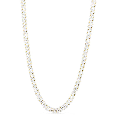 14K Yellow Gold 8mm Diamond - Cut White Pave Modern Edge Miami Chain (Hollow) 22" - WJD Exclusives