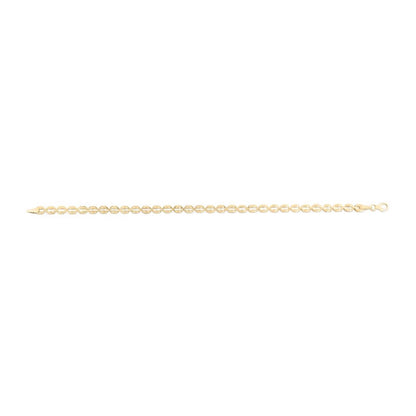 14K Gold Yellow 3.8mm Textured Puffed Oval Bracelet 7"