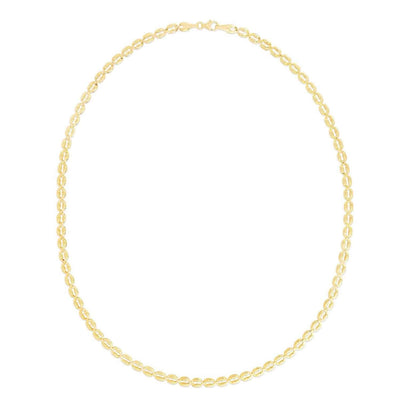 14K Yellow Gold 3.8mm Textured Puffed Oval Chain (Hollow) 17" - WJD Exclusives