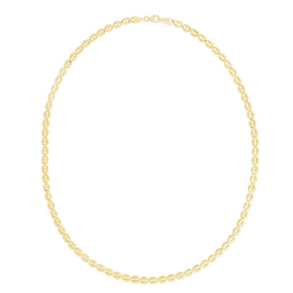 14K Yellow Gold 3.8mm Textured Puffed Oval Chain Necklace 17"