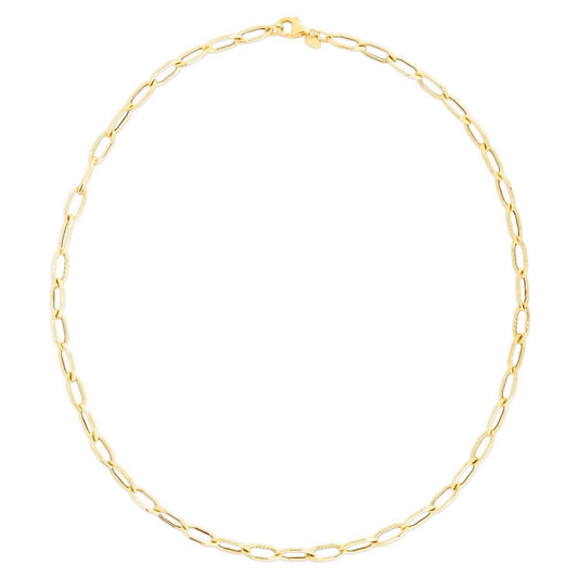 14K Yellow Gold 5mm Hexagon Chain Necklace 18"