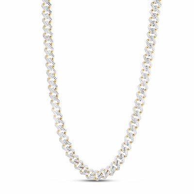 14K Yellow Gold 11.5mm Diamond - Cut Pave Modern Edge Miami Chain (Hollow) 24" - WJD Exclusives