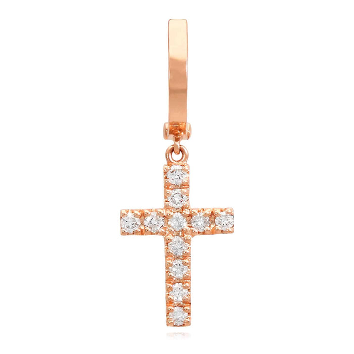 0.35CTW Natural Diamond 14K Gold Dangling Cross Hoop Earring 30mm - WJD Exclusives