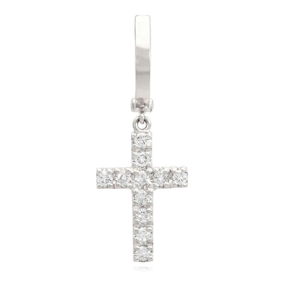 0.35CTW Natural Diamond 14K Gold Dangling Cross Hoop Earring 30mm - WJD Exclusives
