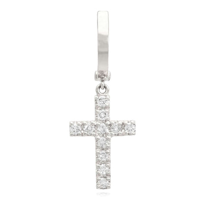 0.35CTW Real Diamond 14K Gold Dangling Cross Hoop Earring 30mm