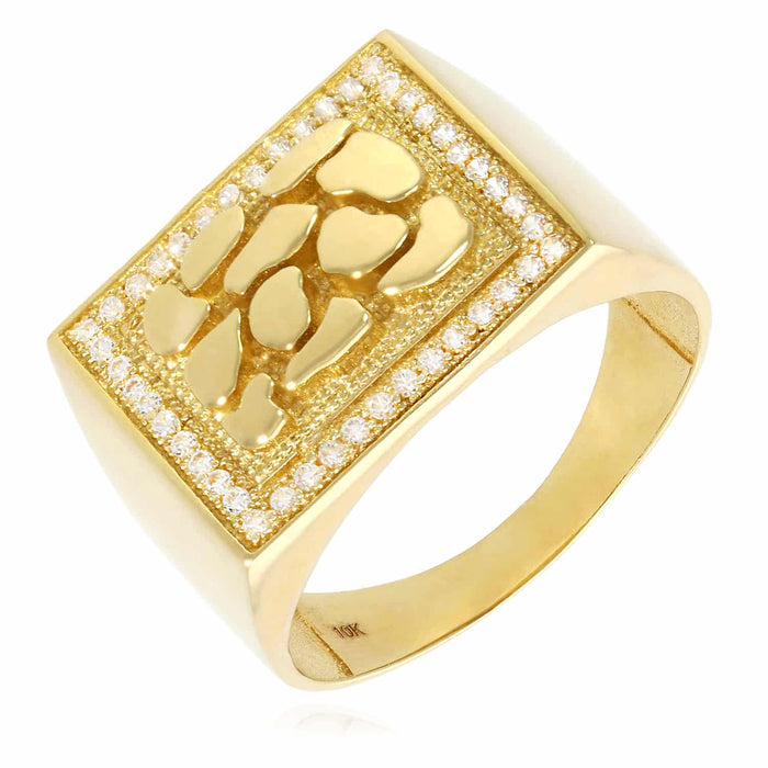 10K Gold 0.40CTW CZ Nugget Signet Ring - WJD Exclusives