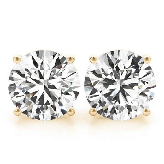 Lab-Grown Diamond 14K Yellow Gold Round Solitaire Screw Back Stud Earrings