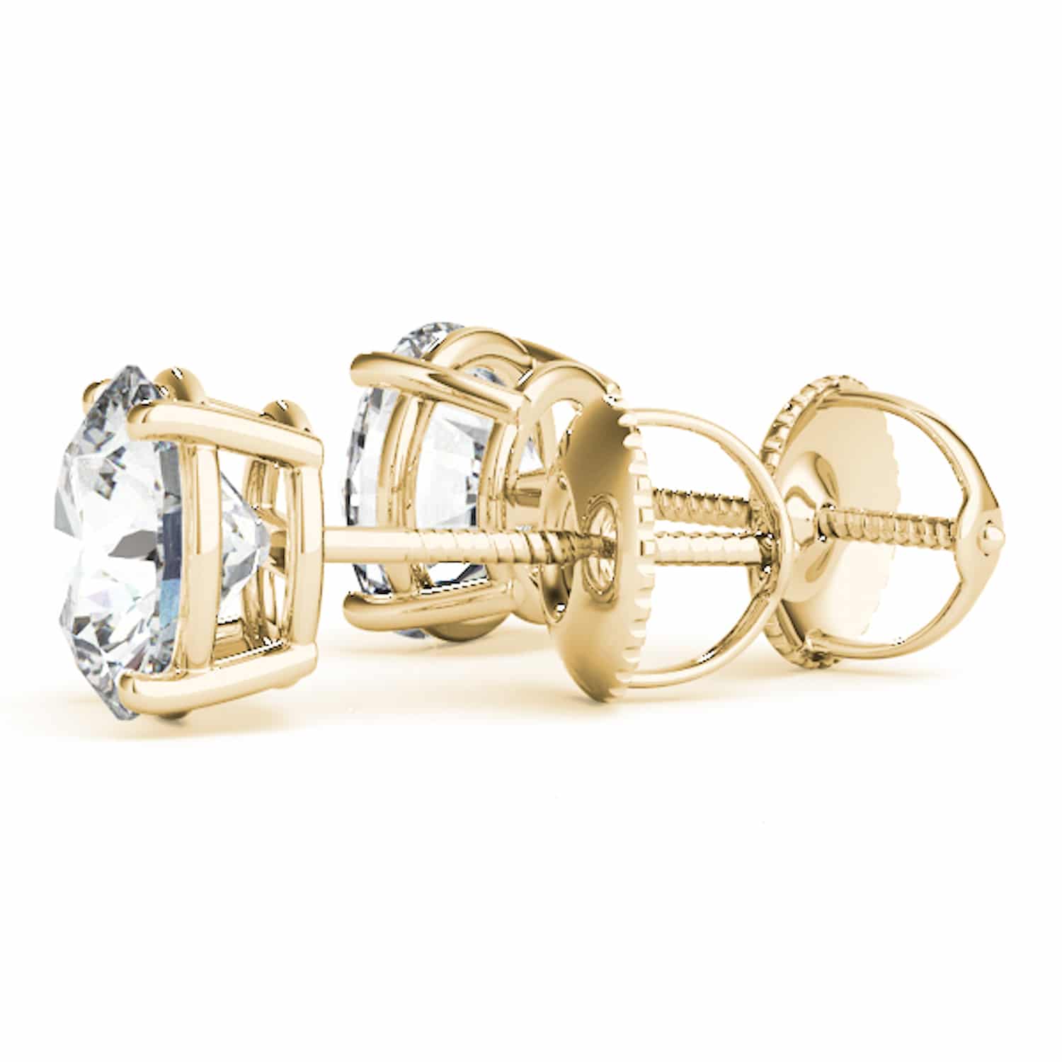 2.5 Carat Each Round Cognac Cubic Zirconia Stud Earrings 14K Yellow Gold