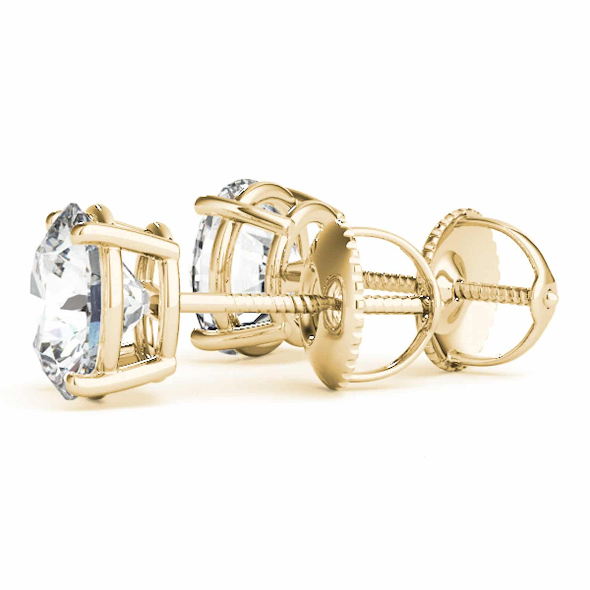 Lab - Grown Diamond 14K Yellow Gold Round Solitaire Screw Back Stud Earrings - WJD Exclusives