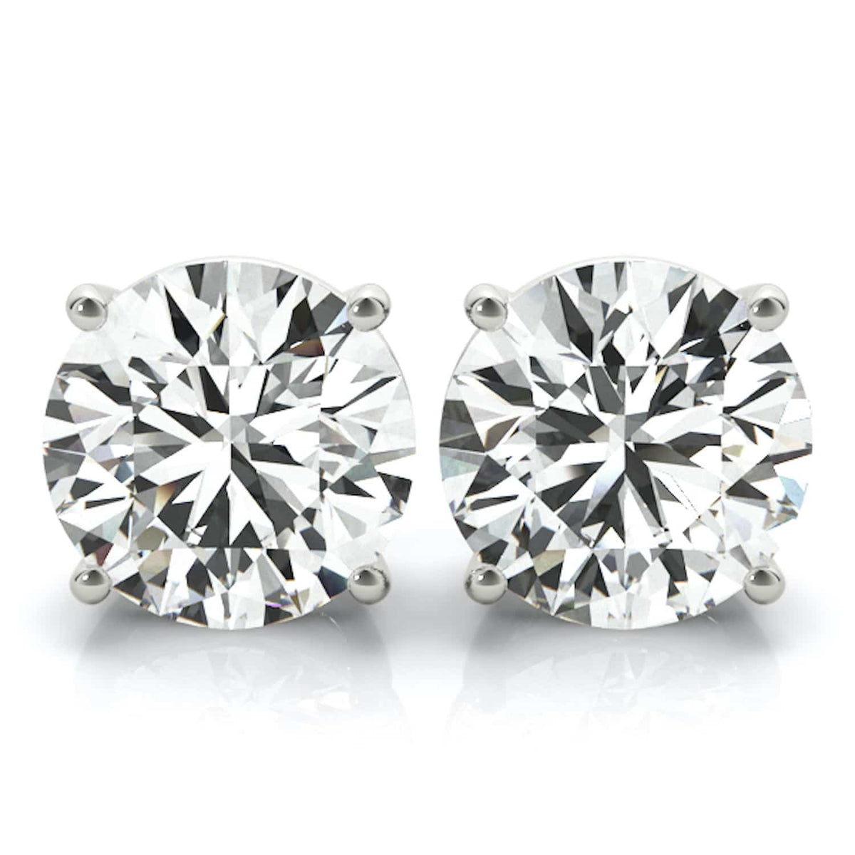 Lab - Grown Diamond 14K White Gold Screw Back Round Solitaire Stud Earrings - WJD Exclusives