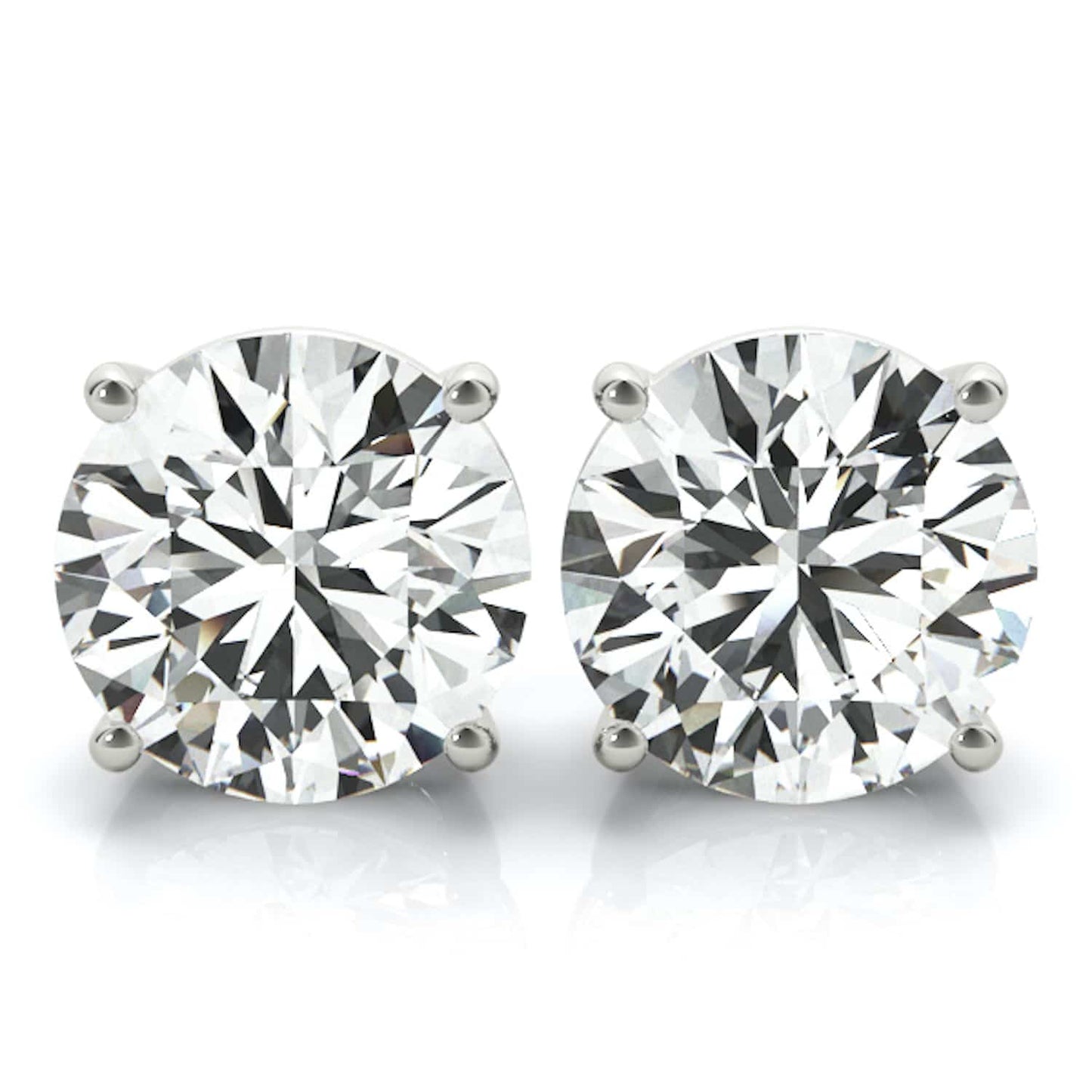 Lab-Grown Diamond 14K White Gold Screw Back Round Solitaire Stud Earrings