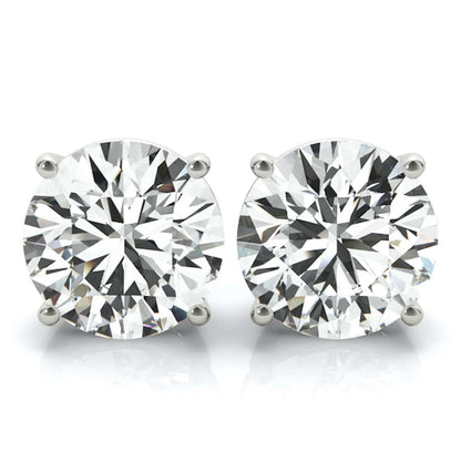Lab-Grown Diamond 14K White Gold Screw Back Round Solitaire Stud Earrings