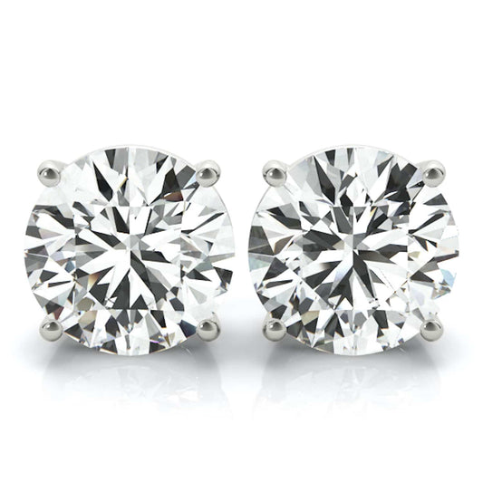 Lab-Grown Diamond 14K White Gold Screw Back Round Solitaire Stud Earrings