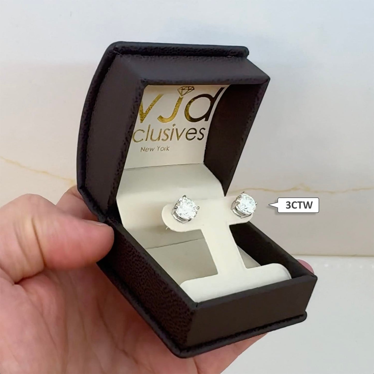 Lab-Grown Diamond 14K White Gold Screw Back Round Solitaire Stud Earrings